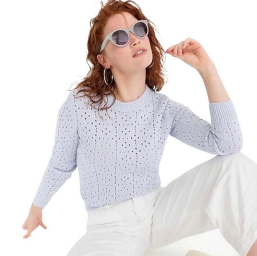 Point Sur Baby Blue Pointelle Sweater